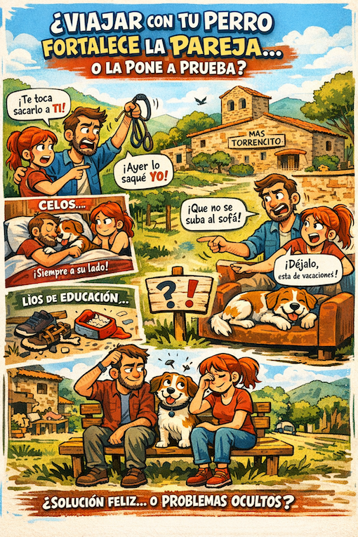 escapada rural con perro, turismo rural petfriendly Girona, viajar con perro fortalece la relación, Mas Torrencito