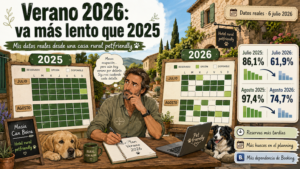 Verano 2026 más lento en turismo rural petfriendly con menos ocupación y reservas más tardías.