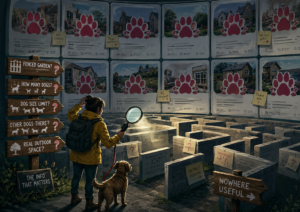 Familia llega con dos perros a un alojamiento marcado como pet friendly y descubre restricciones, falta de valla y poco espacio exterior.