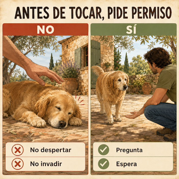 Manuela enseña cómo saludar a un perro: no despertar ni invadir, preguntar y esperar antes de tocar
