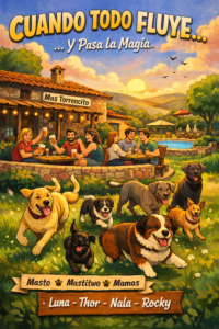 perros jugando libres en casa rural pet friendly en Girona con terraza y jardín