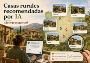 Casas rurales recomendadas por distintas inteligencias artificiales en España y comparadas antes de reservar
