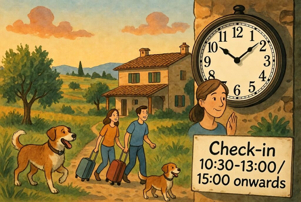 Horarios de check-in en Mas Torrencito - Turismo rural en el Empordà con perros