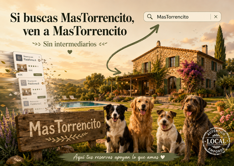 Ilustración de MasTorrencito con perros y la frase «Si buscas MasTorrencito, ven a MasTorrencito».