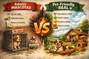 Diferencia entre alojamiento que admite mascotas y alojamiento pet friendly real en turismo rural con perros